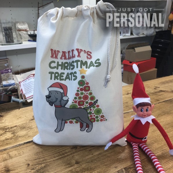 Personalised Dog Santa Sack - Weimaraner - Wally Design